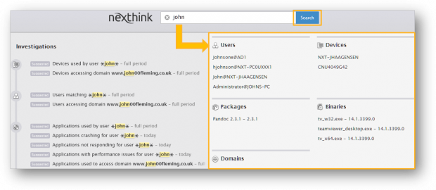 Cross-Engine search results in Finder.