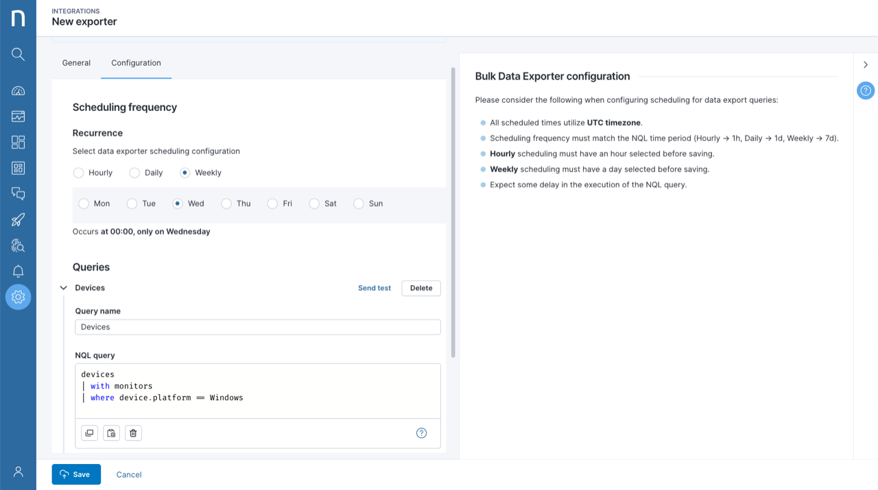 Bulk Data Exporter configuration