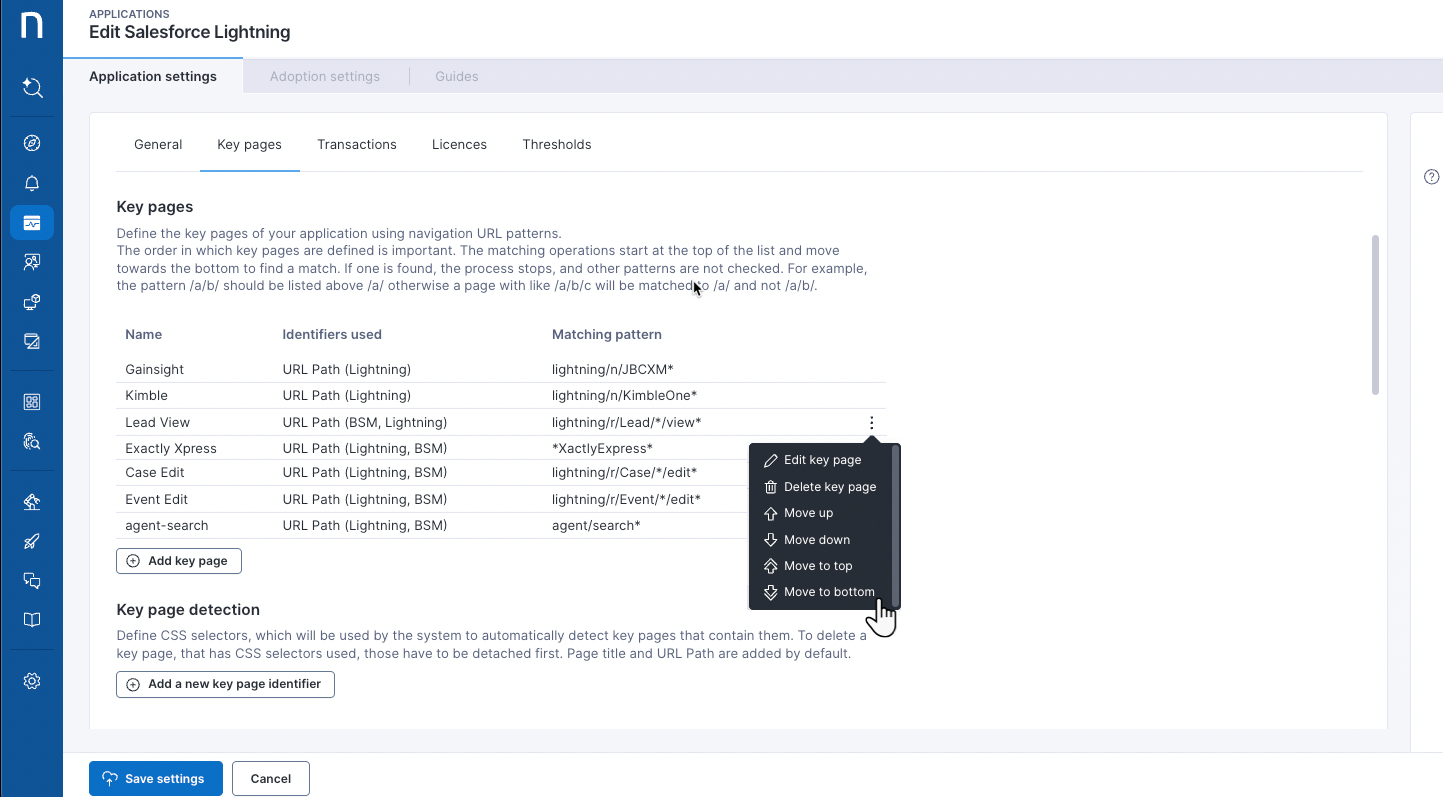 Organizing key pages.