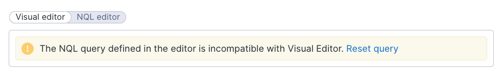 Incompatible NQL query message
