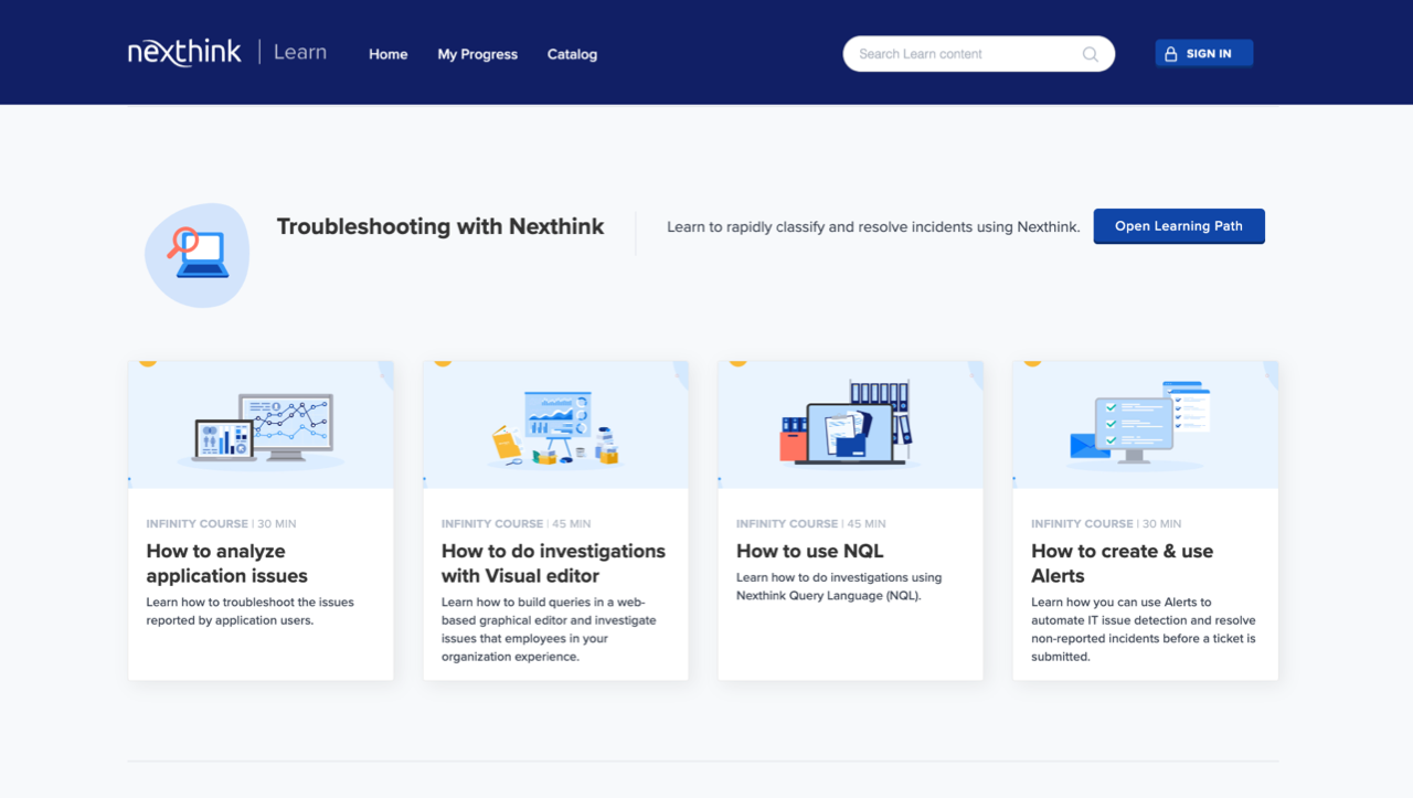 Troubleshooting with Nexthink learning path