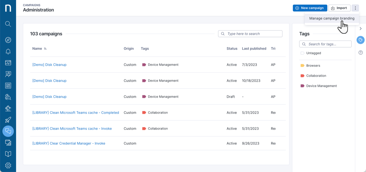 Manage campaign branding