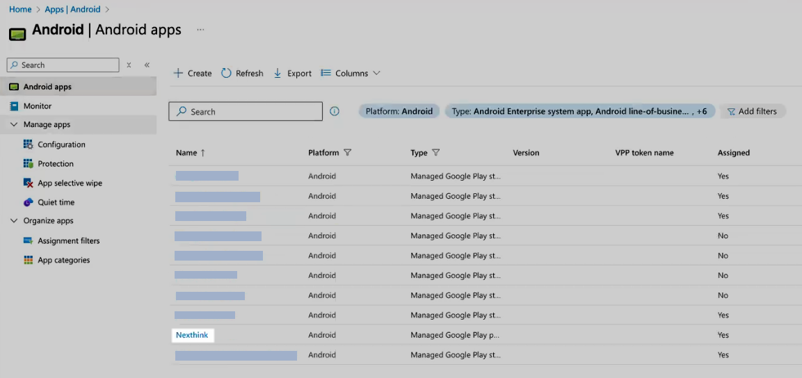 Select app to set up for automatic and manual installation
