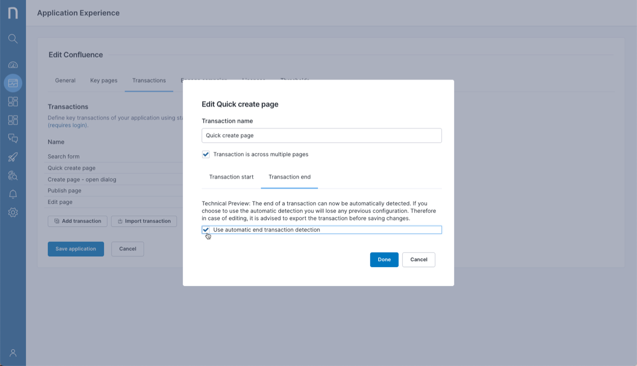 Automatic transaction end detection