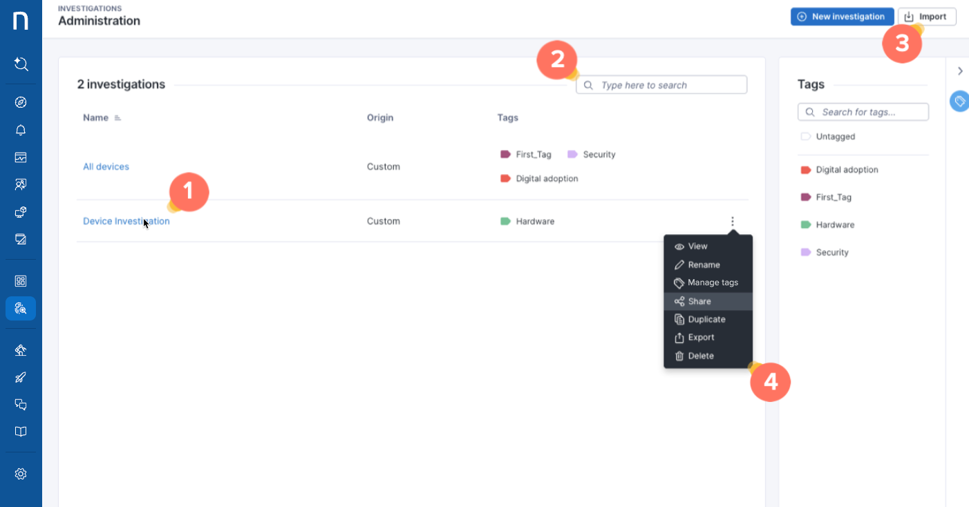 Managing investigations.