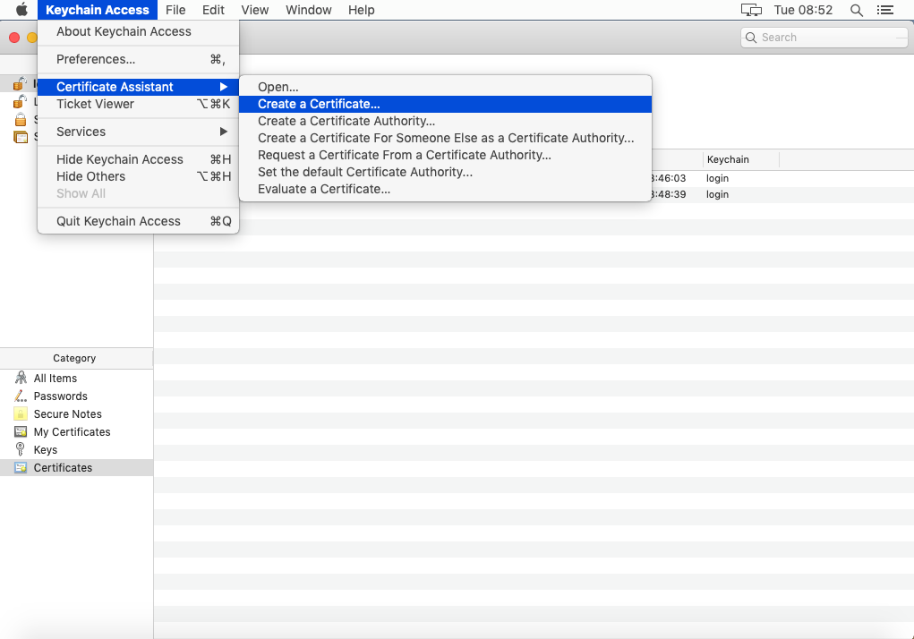 Create a certificate