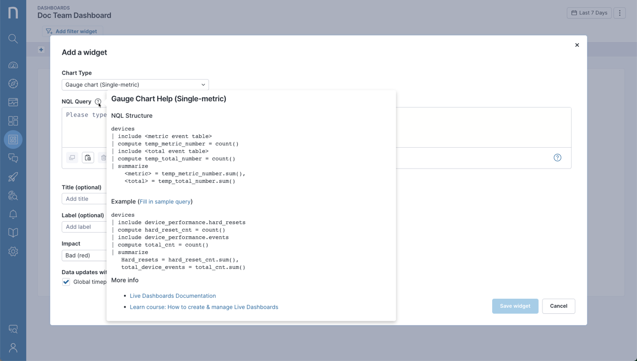 Queries help in Live Dashboards