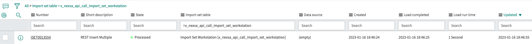 Import set table