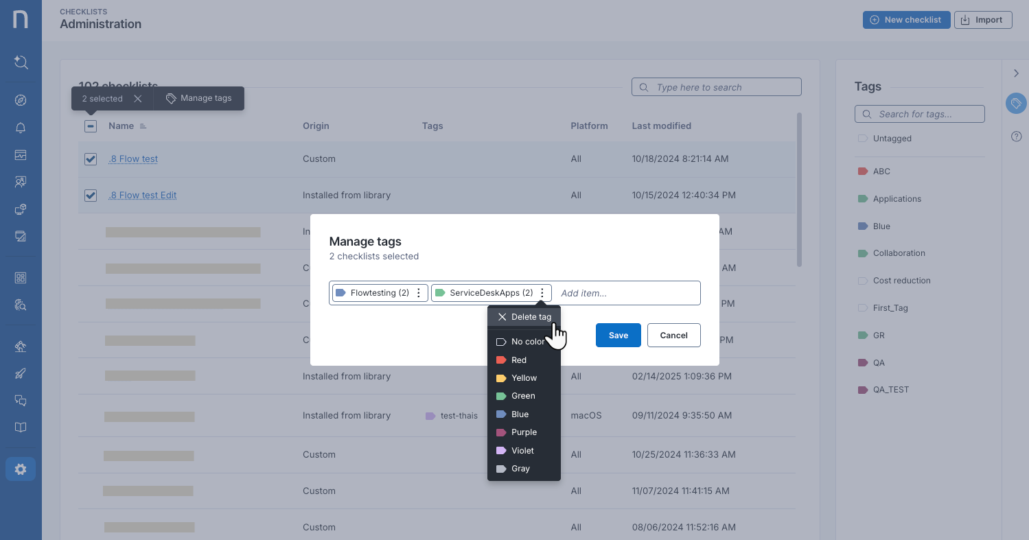 Managing tags in bulks.