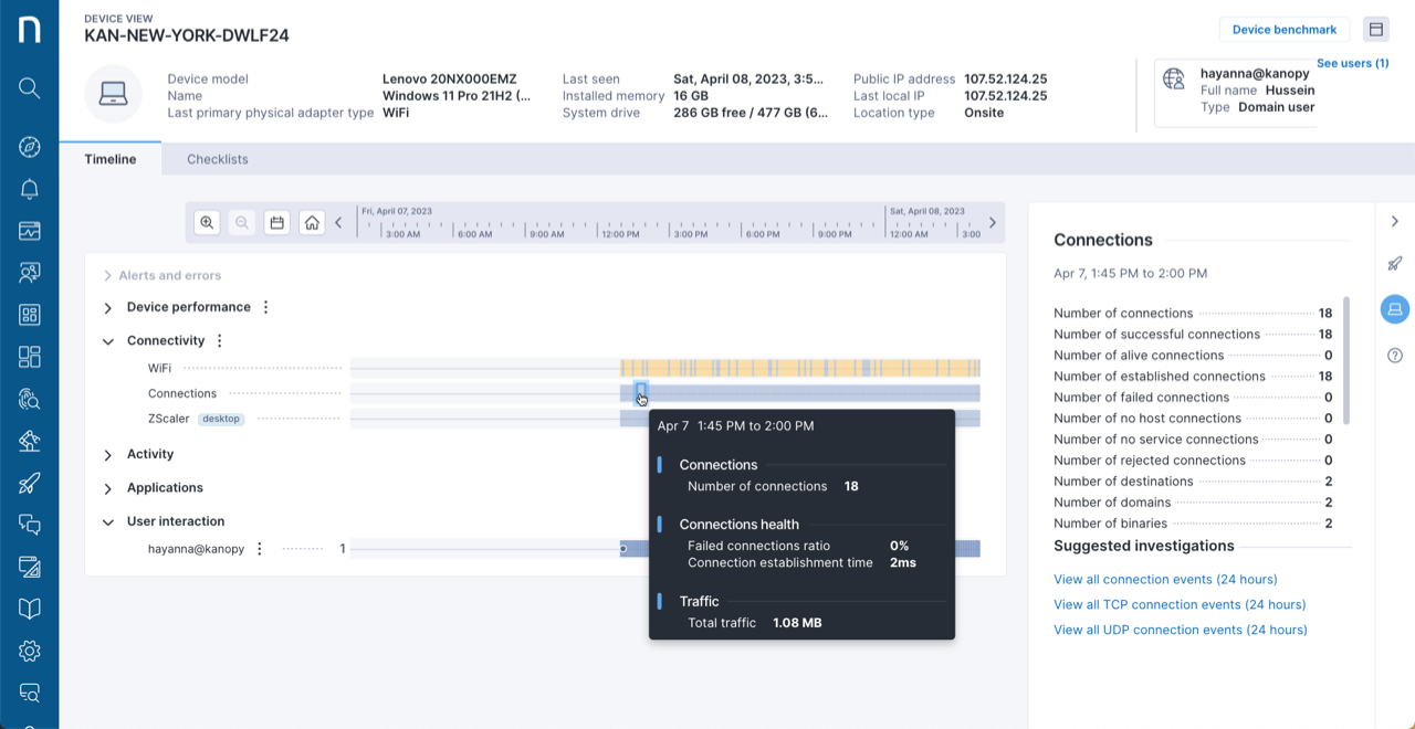 Connectivity in Device View