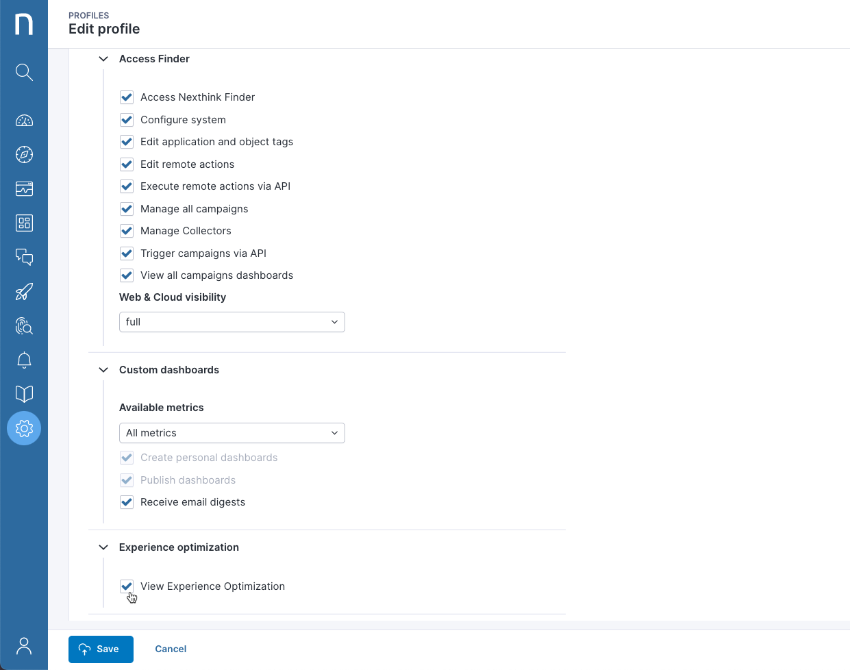 Permissions for Experience Optimization