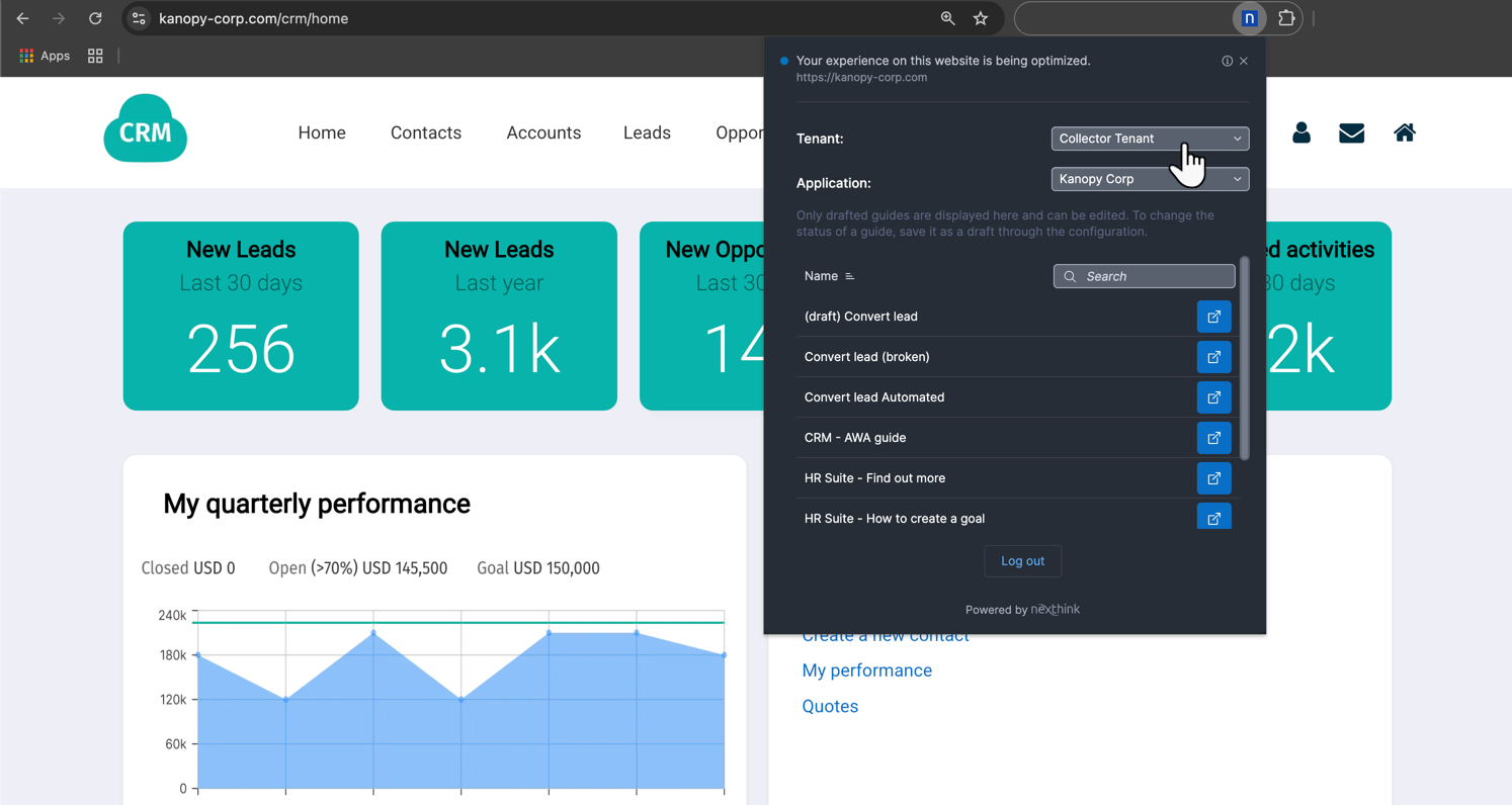 Opening Adopt Editor from the browser extension.