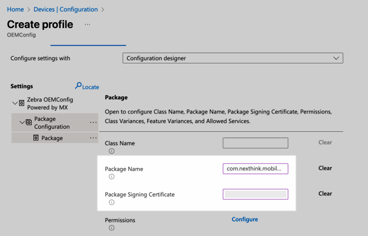 Adding package name and certificate