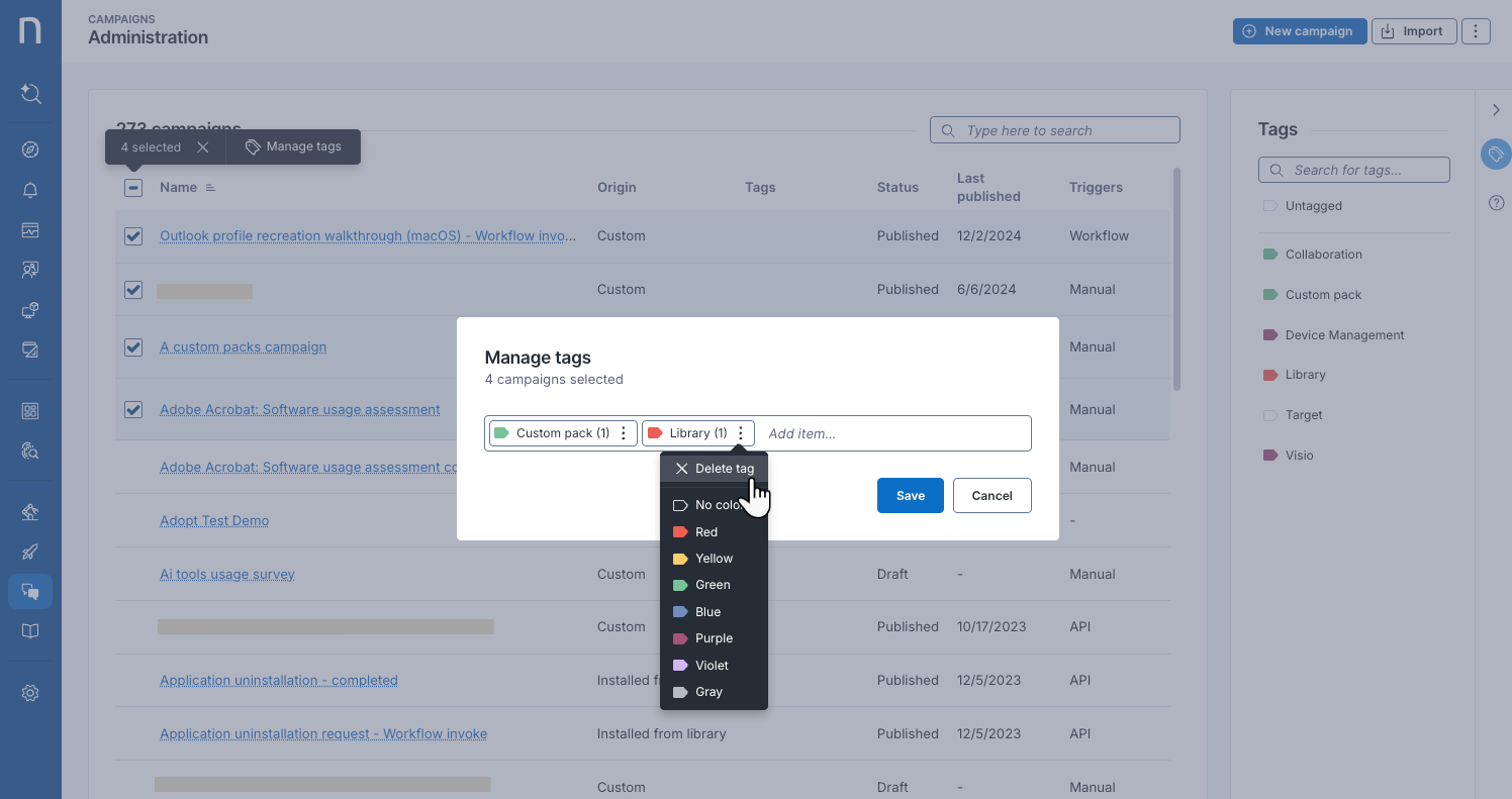 Managing tags in bulks.