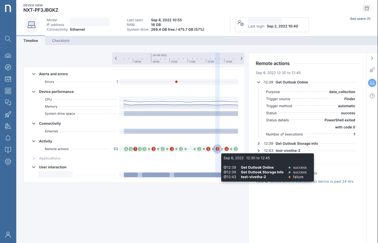 Device view dashboard