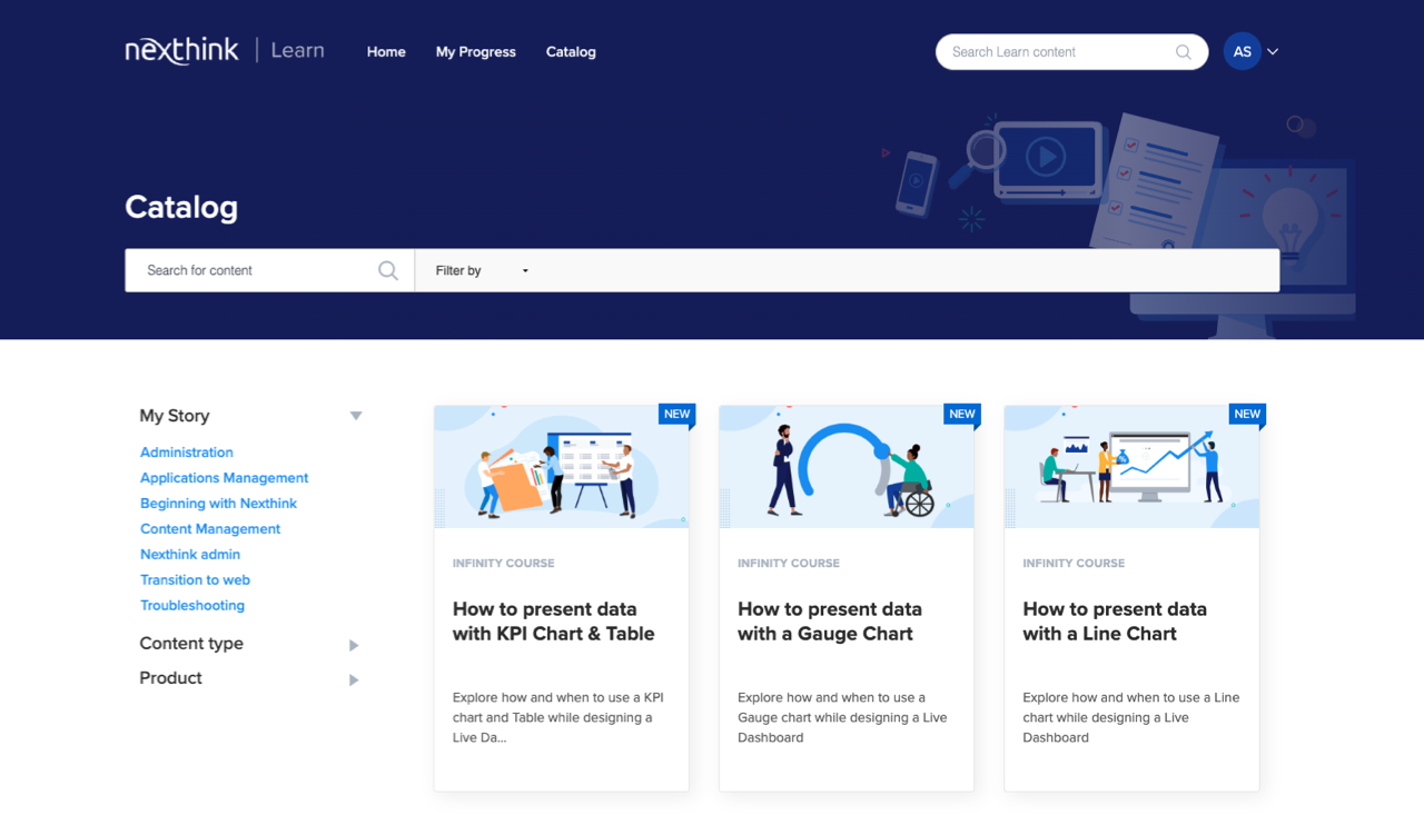 Nexthink Learn catalog