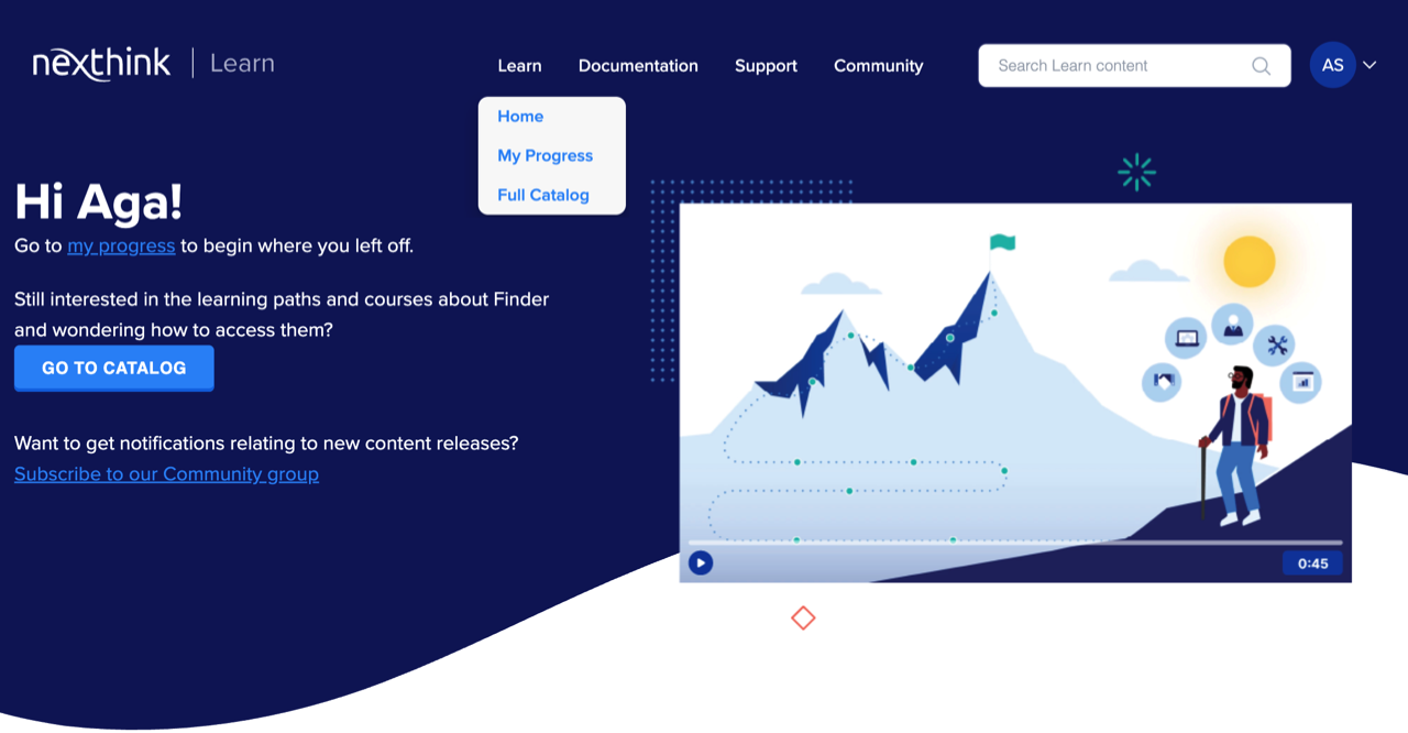 Learn improved user interface