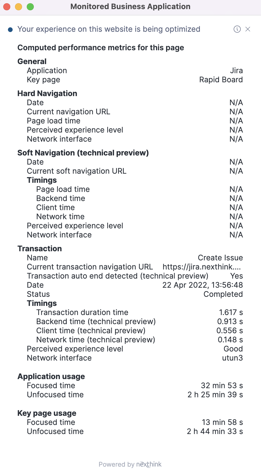 Monitored business applications
