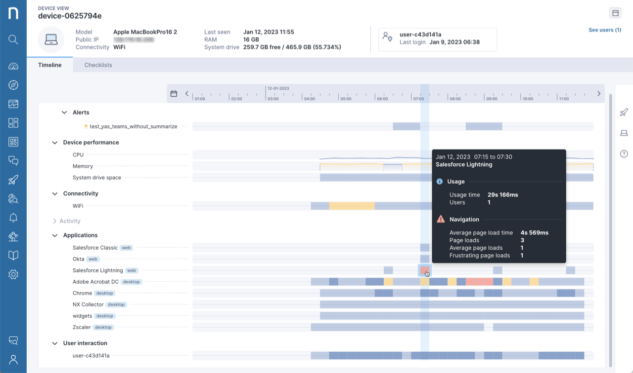 Desktop application events in Device View