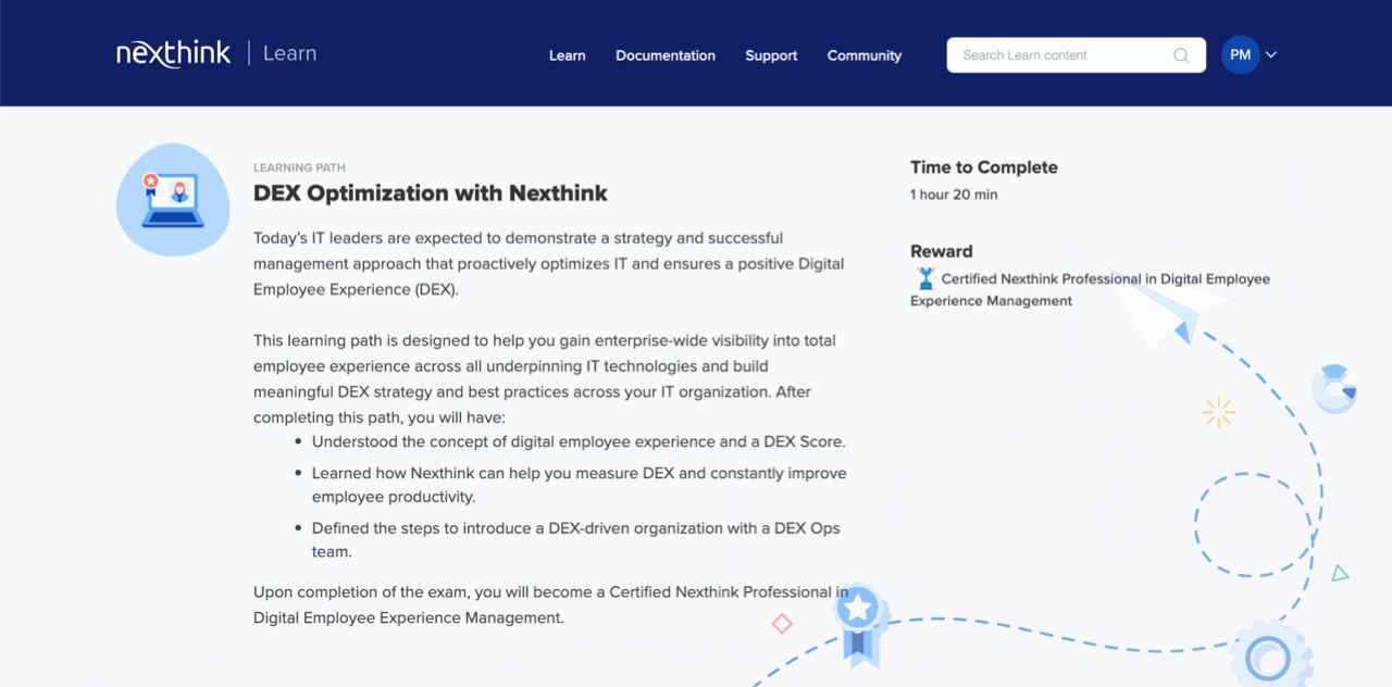 DEX Optimization with Nexthink learning path