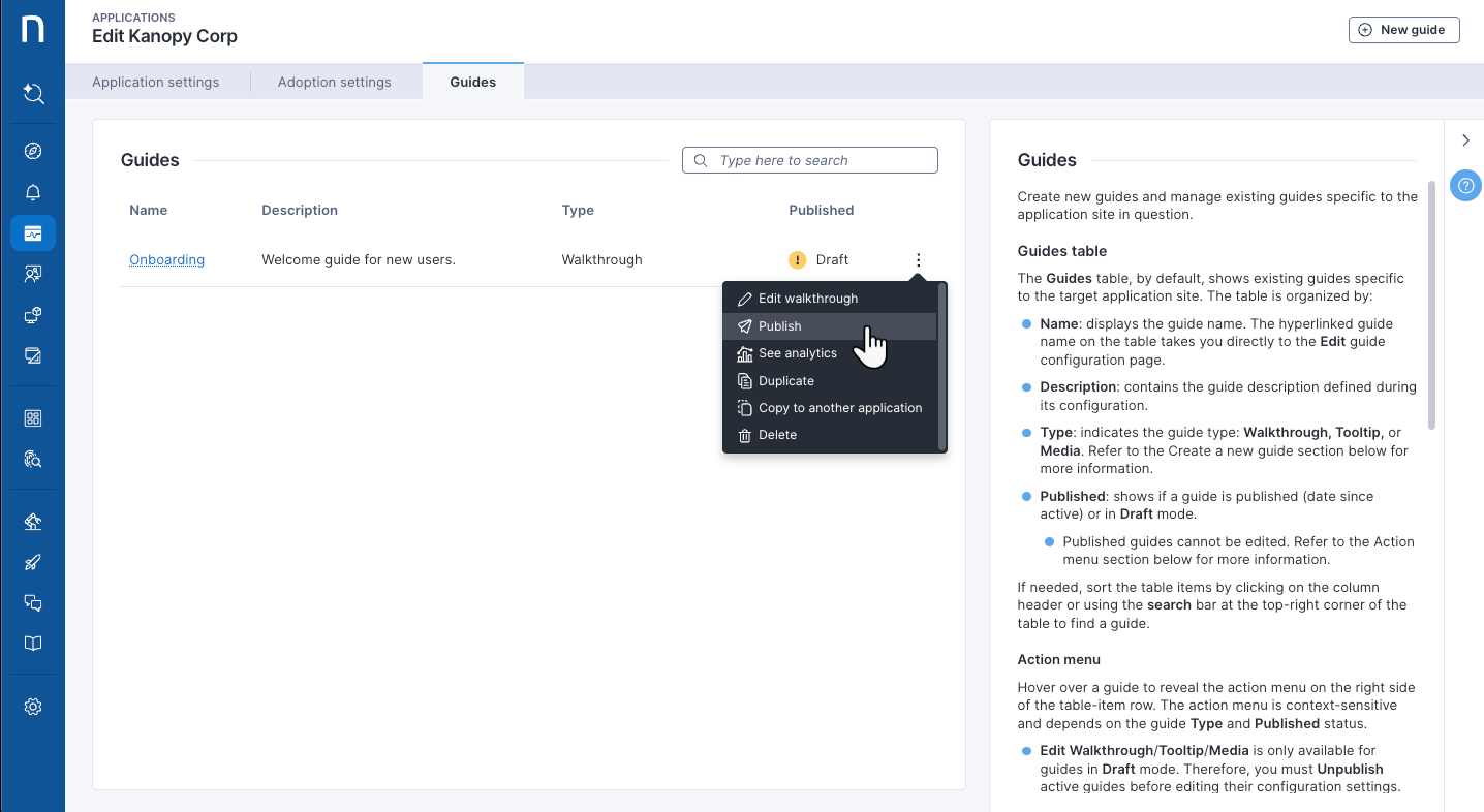 Publishing a configured Adopt guide.