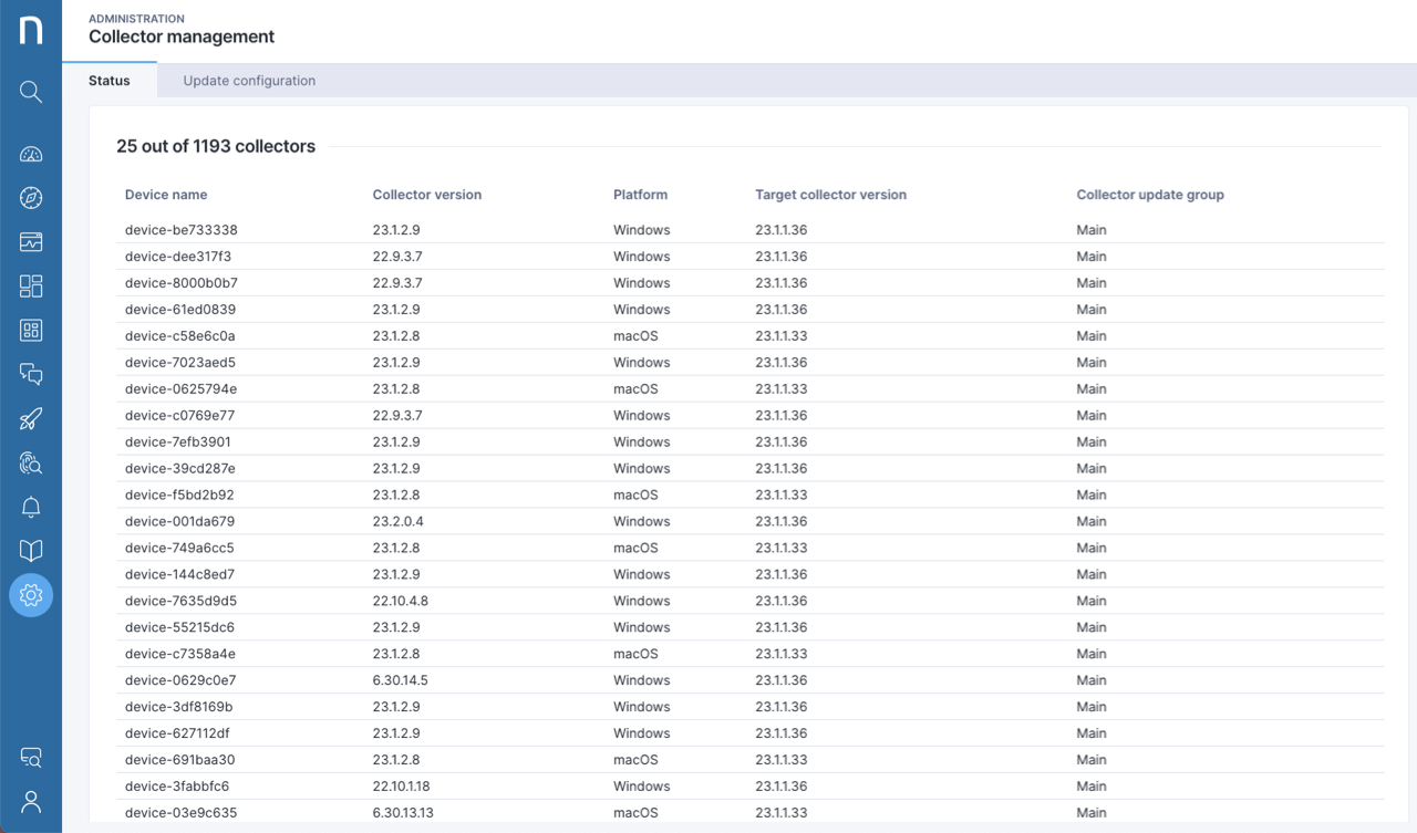 Status table results