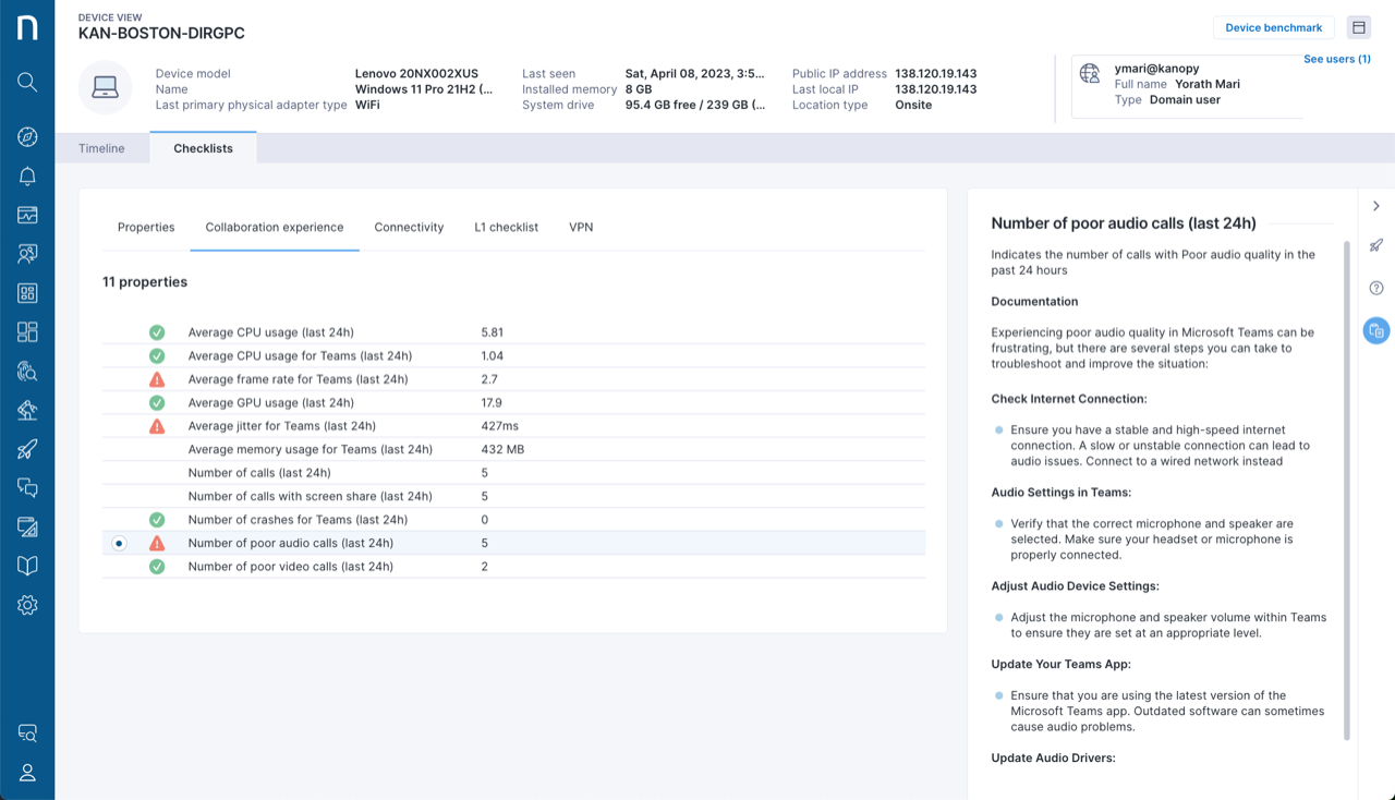 Collaboration Experience checklists