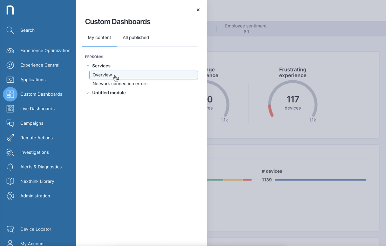 Accessing Custom Dashboards