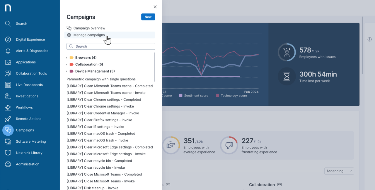 Accessing the Campaigns administration page