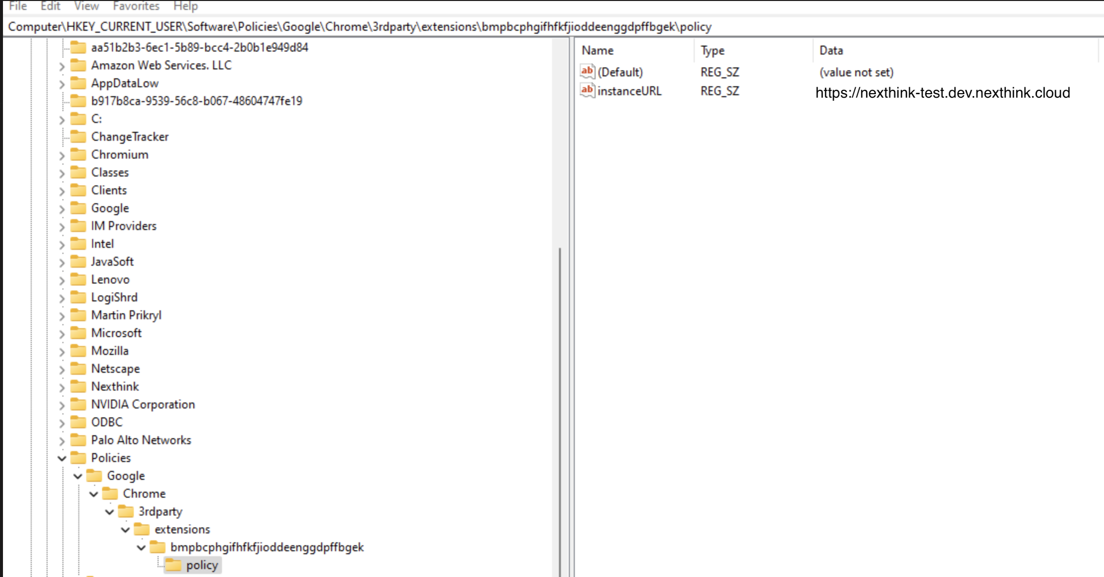 Registry settings configuration