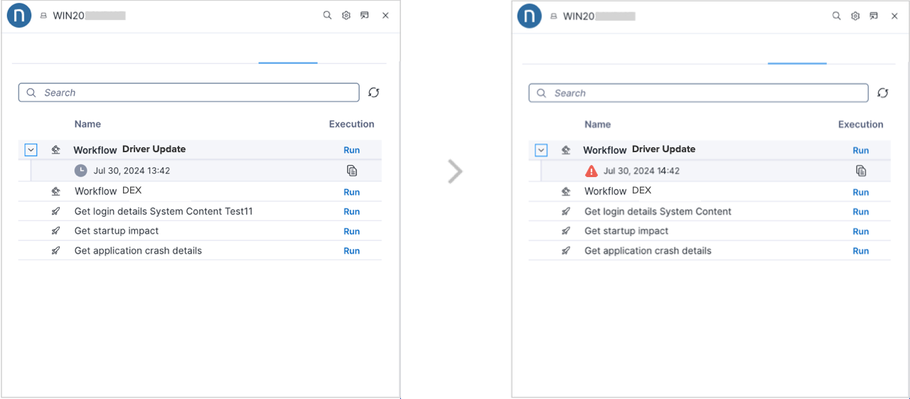Workflow status update from the Actions tab in Amplify.
